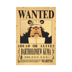 Piece One - Affiches "WANTED" - Style Rétro Kraft - Tout les personnages