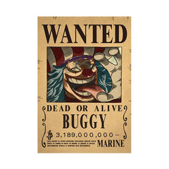 Piece One - Affiches "WANTED" - Style Rétro Kraft - Tout les personnages