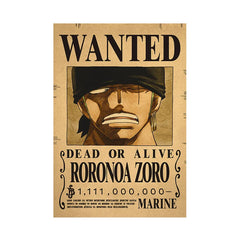 Piece One - Affiches "WANTED" - Style Rétro Kraft - Tout les personnages