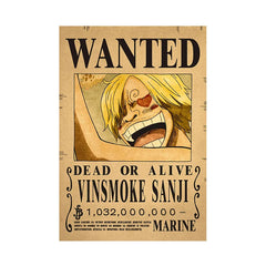 Piece One - Affiches "WANTED" - Style Rétro Kraft - Tout les personnages